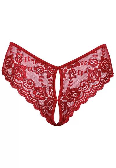 Red lace crotchless Panty