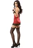 Red lace and thong basque