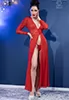 Red long gown and thong