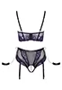 Wetlook purple lace Bustier shelf bra and brief