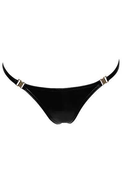 Wetlook thong with gold clasp