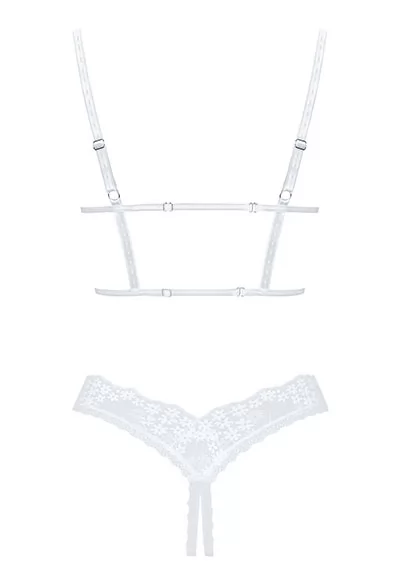 White shelf bra and crotchless thong Heavenlly