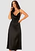 Agatya long black satin Dress