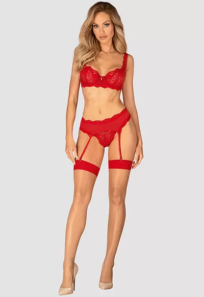 Amor Cherris red lingerie set 3p