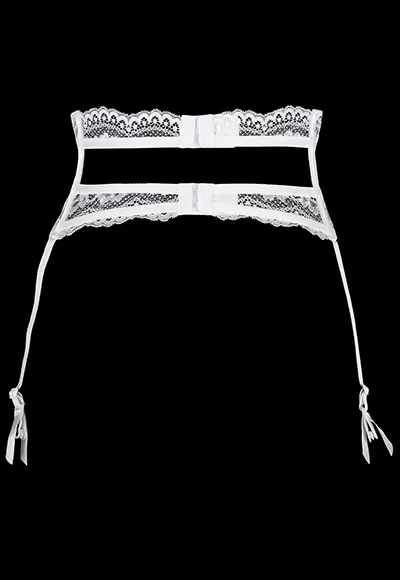 Angelic white lace suspender belt