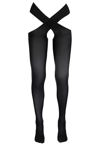 Black opaque crossover tights