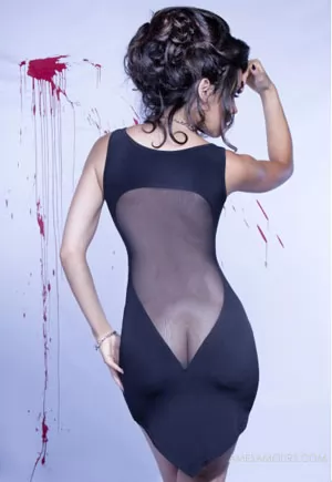 Alvina black sexy deep plunge dress