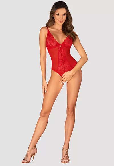 Chilisa red crotchless Bodysuit