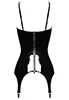 Dominae black vinyl corset with garter