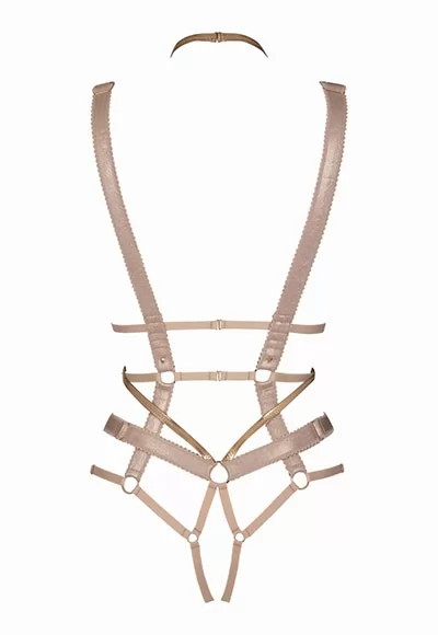 Ellen golden faux leather harness
