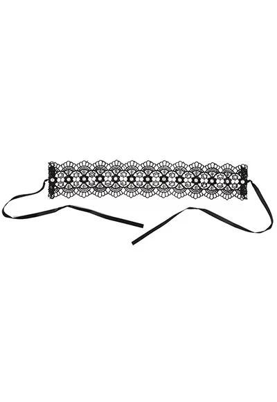 Embroidered Choker with rhinestones