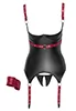 False leather Shelf Basque Thong black red