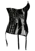 Long black vinyl laced corset