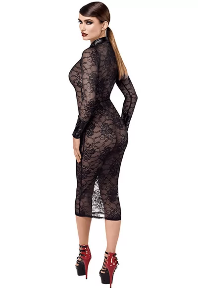 Noirelle lace button dress