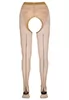 Nude crotchless tights with black seam
