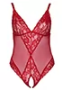Plus size red open lace bodysuit