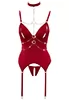 Red basque sensual opening cups