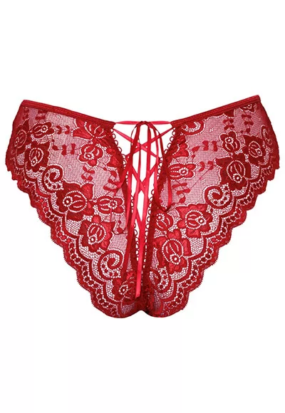 Red lace crotchless Panty