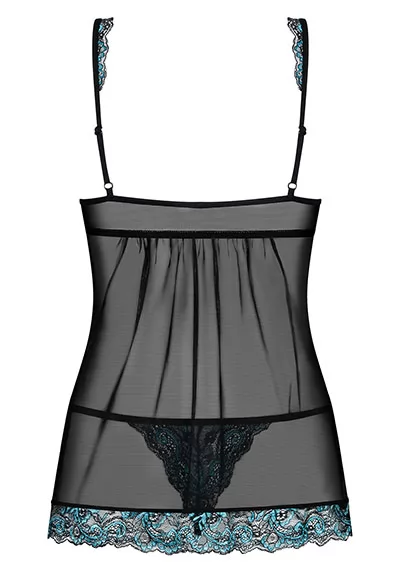 See through Babydoll Amanta Black Turquoise