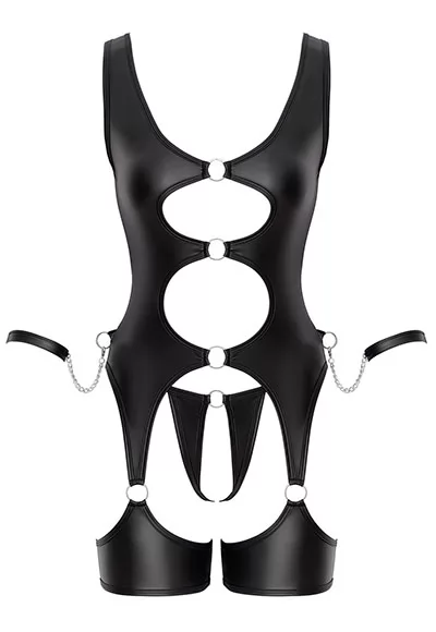Sexy fetish cutouts basque and thong