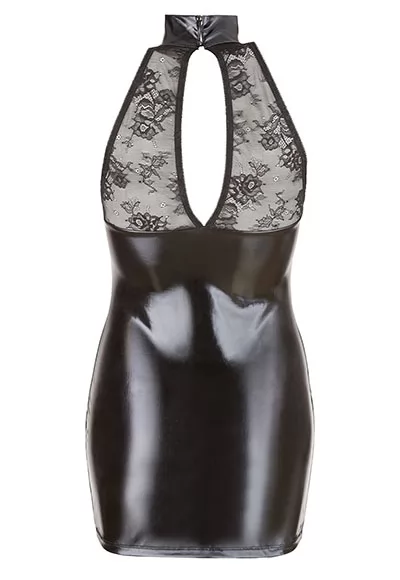 Strapless false leather sweetheart neckline dress