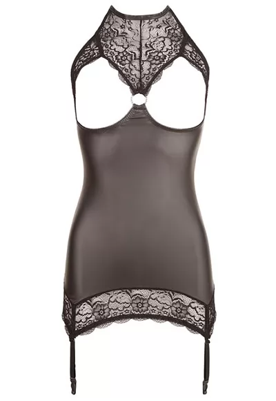 Topless lace false leather Basque