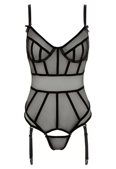 Black removable thong suspender bodysuit