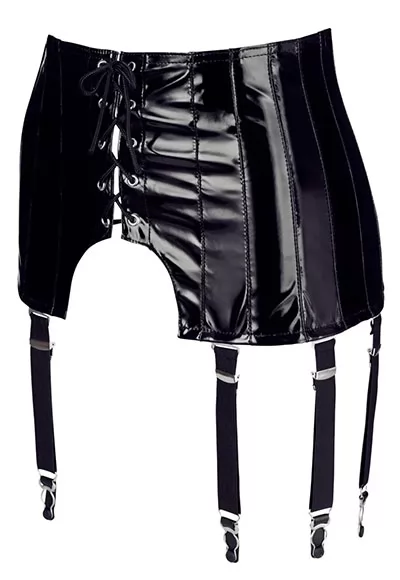 Black vinyl garter belt 10 straps