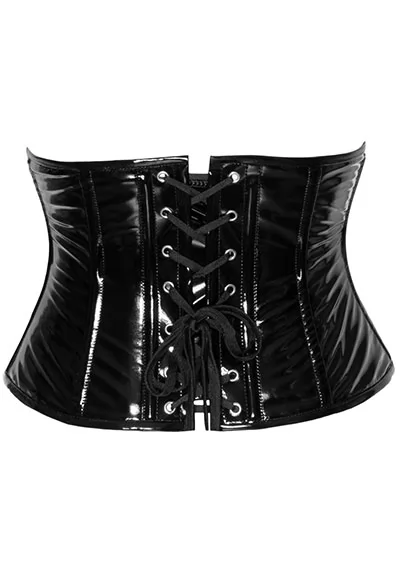 Black vinyl waist cincher back lacing