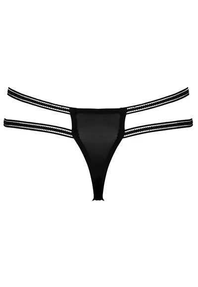Double strap rhinestone crotchless Thong