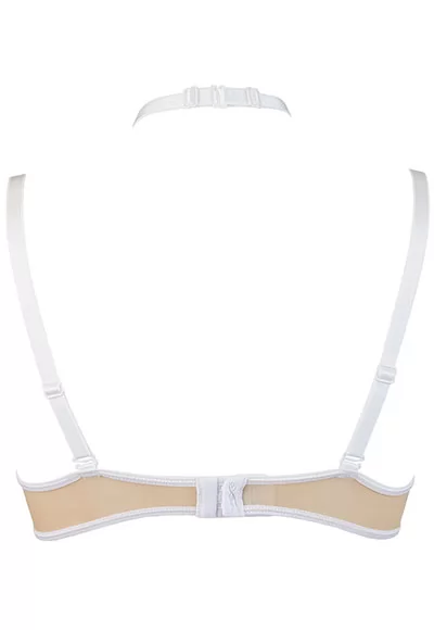 Embroidered white shelf bra beige tulle