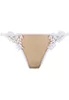 Embroidered white thong beige tulle