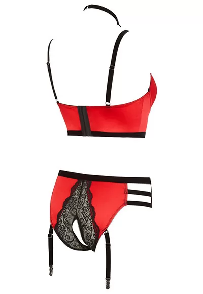 Kinky Red garter suspender lingerie 2 pieces