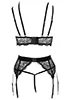 Lace lingerie open thong with chain 3p