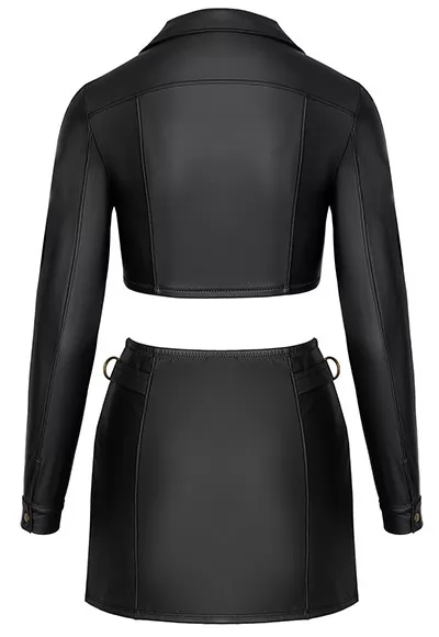 Sexy matte black mini skirt and jacket