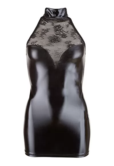 Strapless false leather sweetheart neckline dress