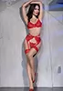 Tempting red lace lingerie set 4p