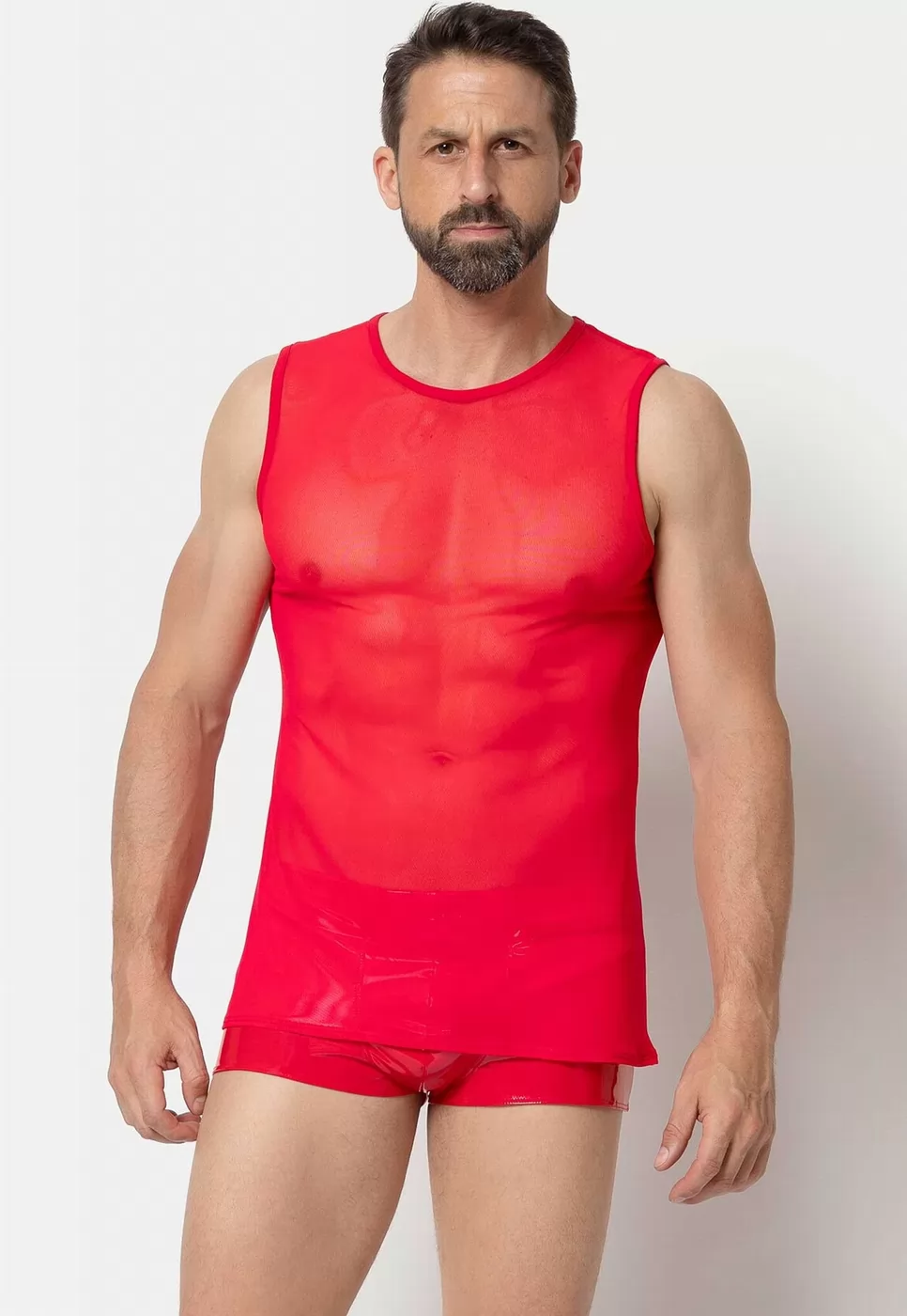 Adrien red mesh tank top