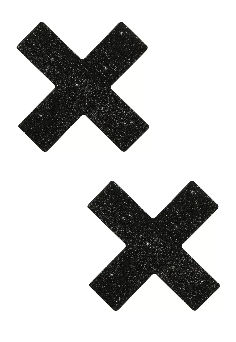 Black glitter nipple stickers cross shape X