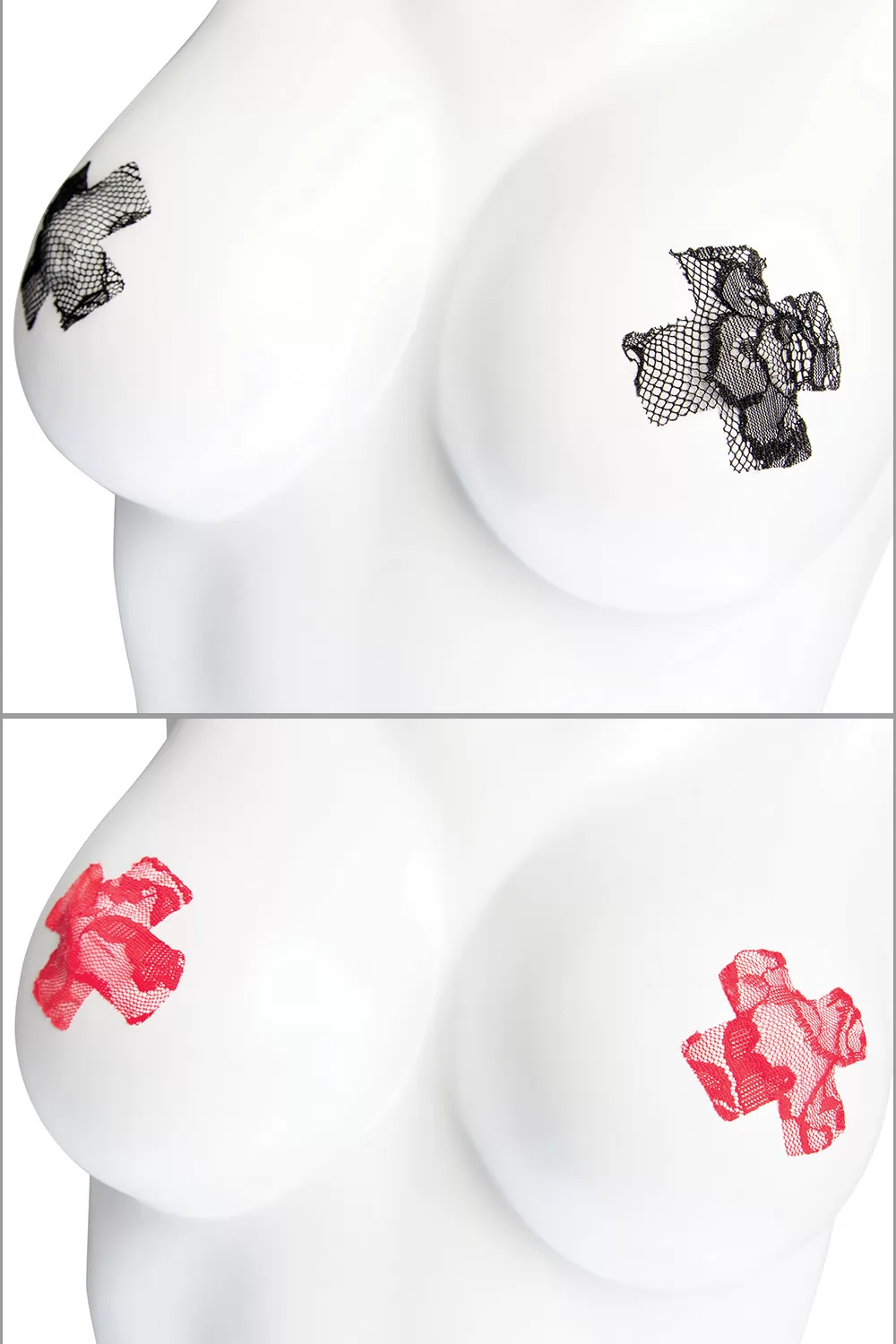 Cross shaped lace flat nipple pasties set 2 Pairs