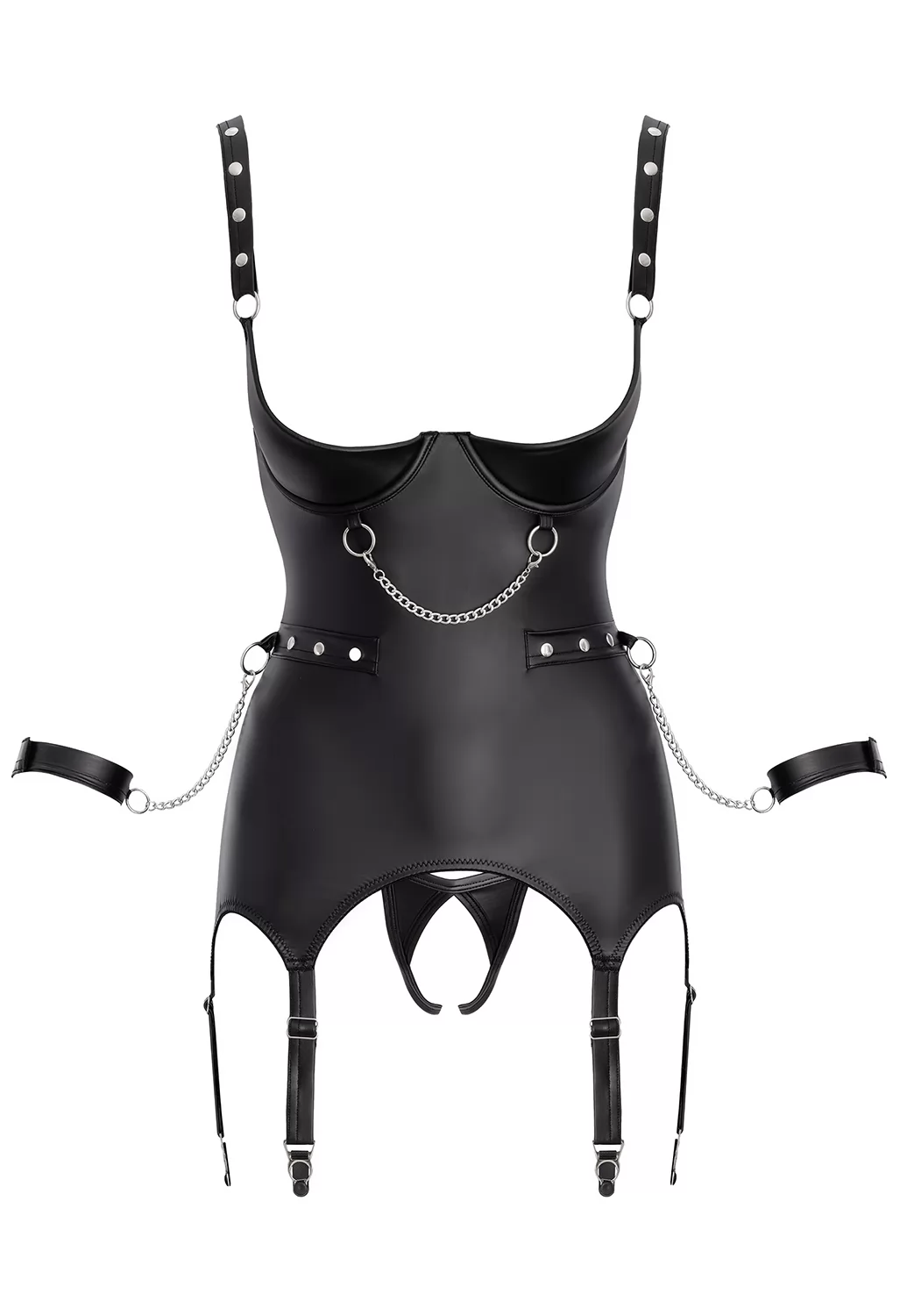 Sexy fetish basque crotchless thong