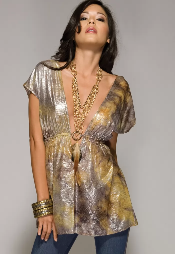 Snake metallic blouse top