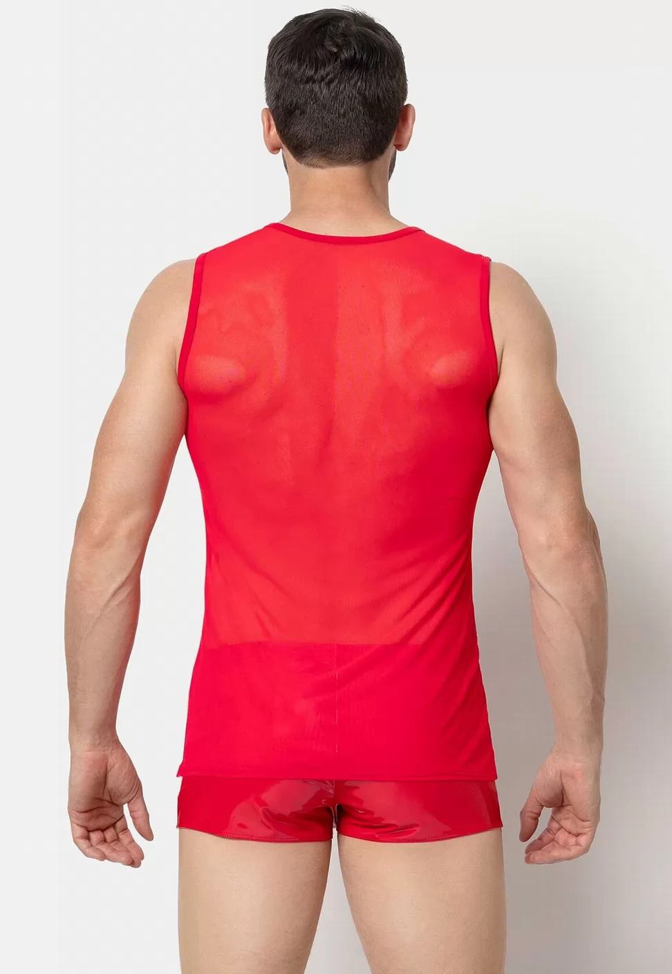 Adrien red mesh tank top