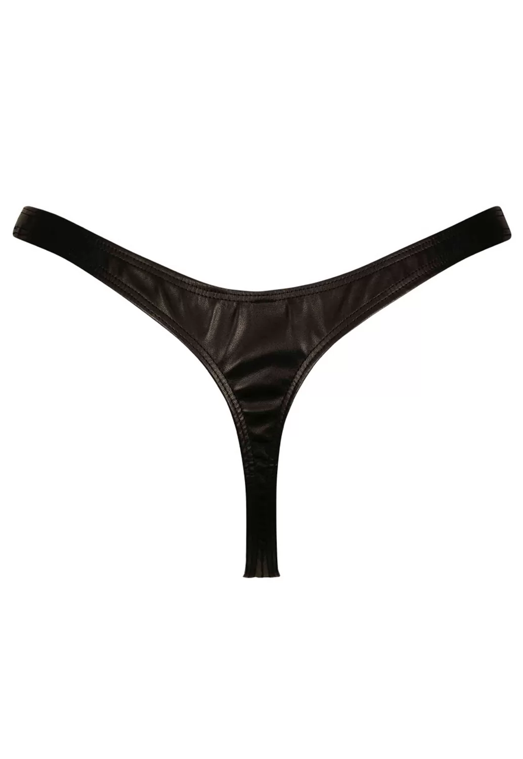 S black false leather Thong