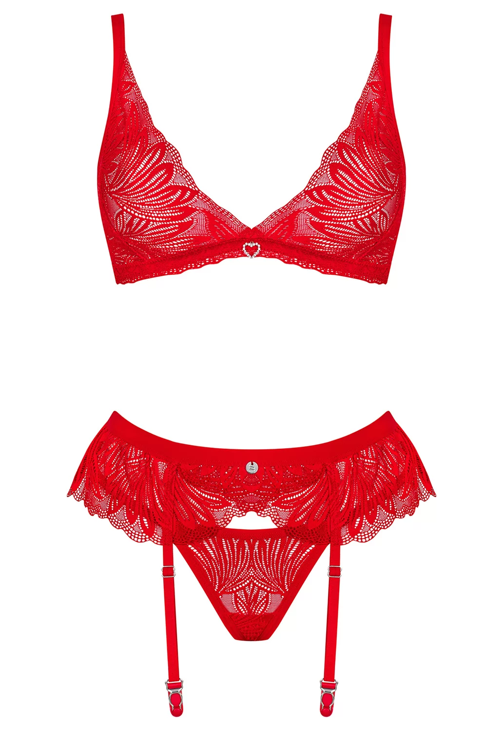 Chilisa red lingerie set with garter belt