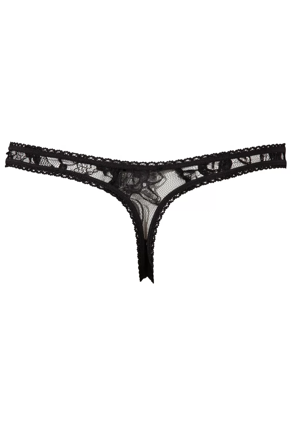 Crotchless Thong black lace