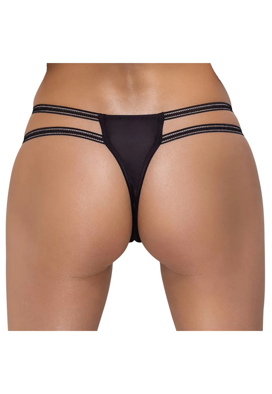 Double strap rhinestone crotchless Thong