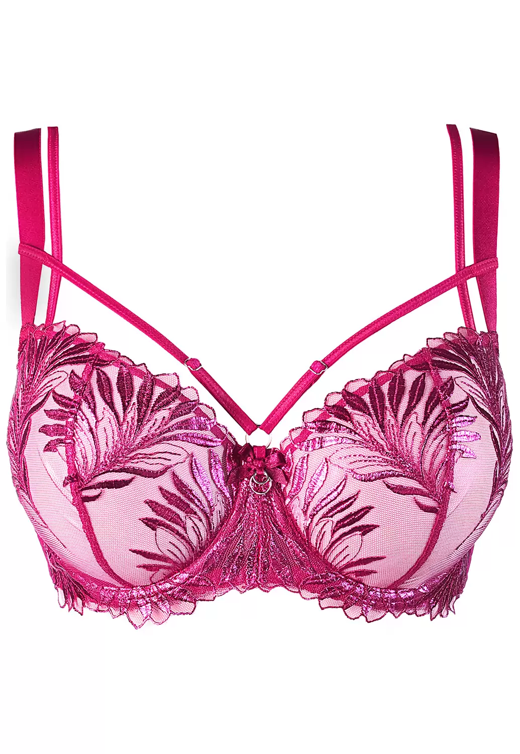 Embroidered pink Bra