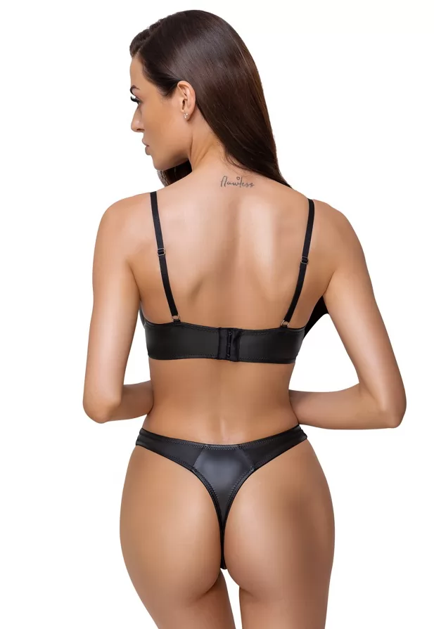 False leather bra and thong set