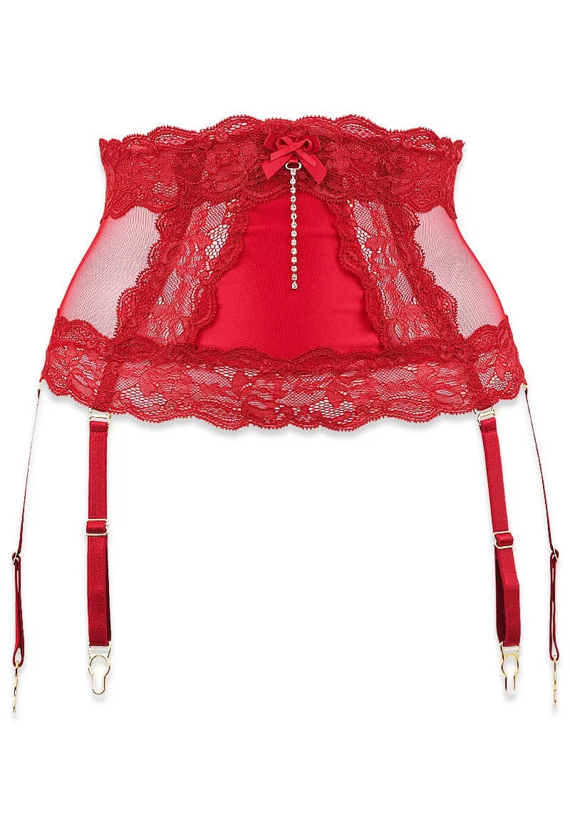 Kepi red Waist Cincher with 6 Garters A Mes Amours